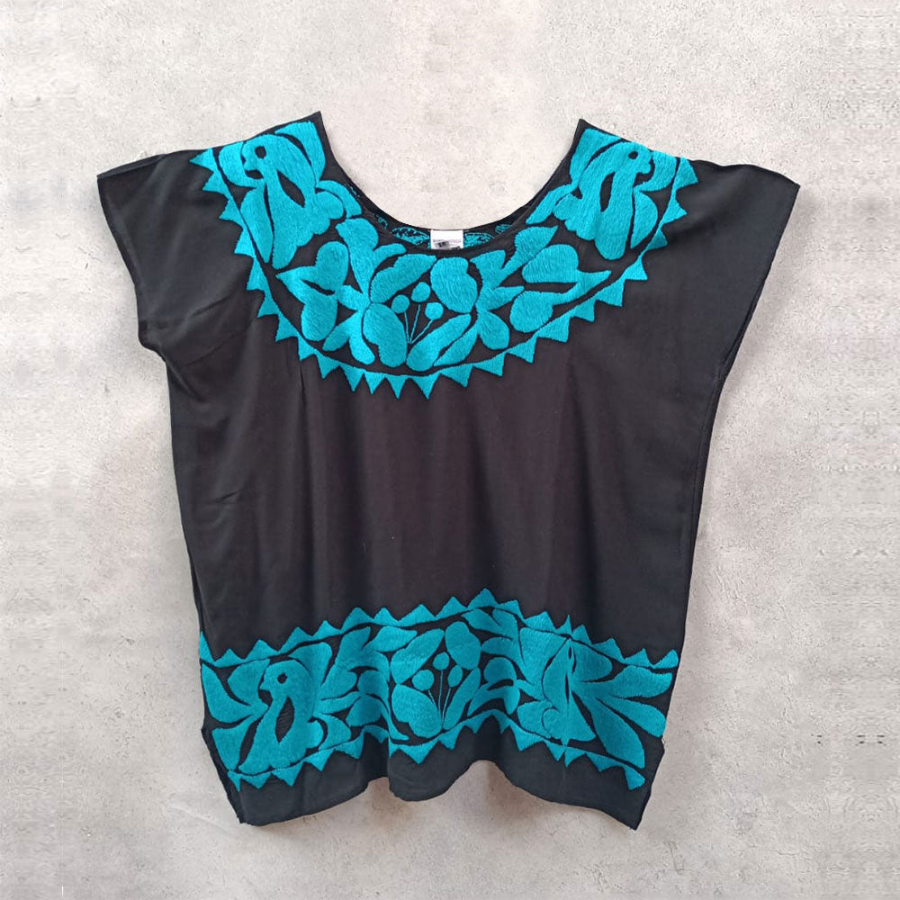 Black blouse with embroidered collar – Tikal Artesanías Mexicanas