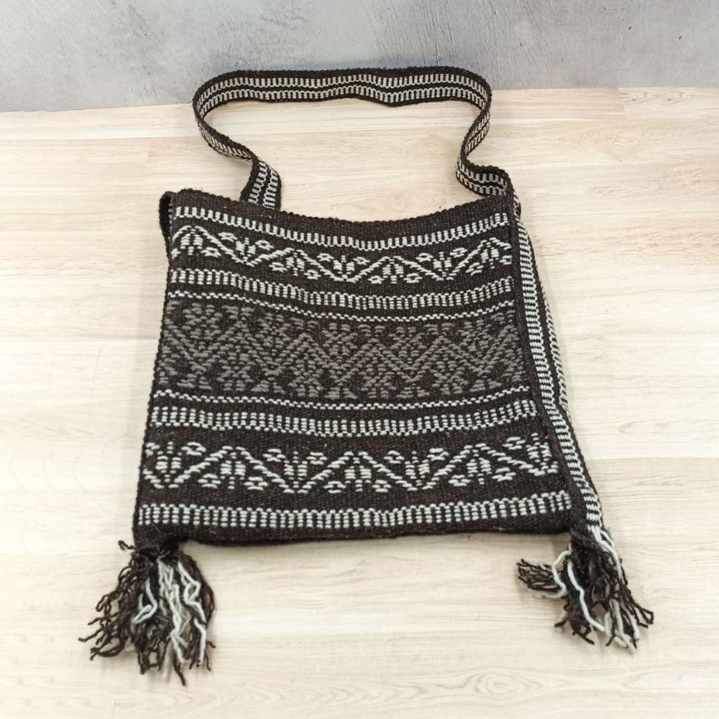 Bolsa Morral Artesanal Morral De Lana Morral Rectangular Gris