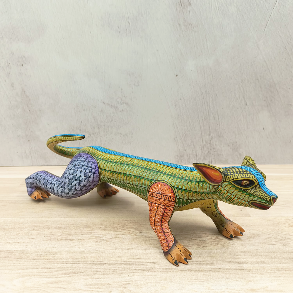 Jaguar alebrije verde y azul