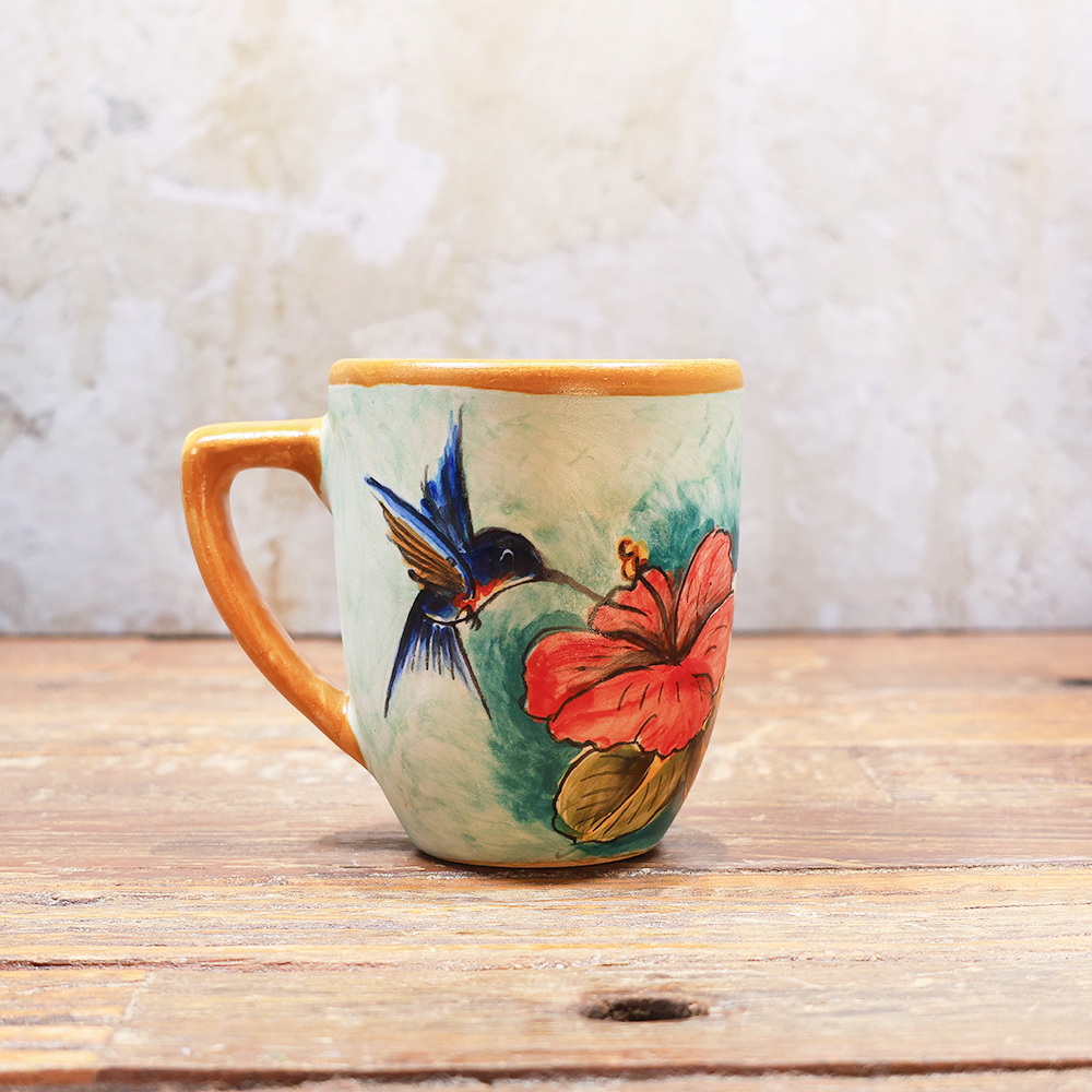 Hummingbird and flowers large mug