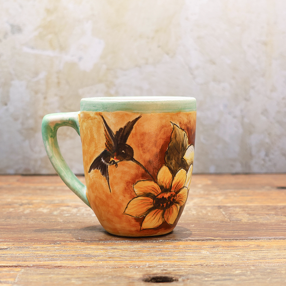 Hummingbird and flowers large mug