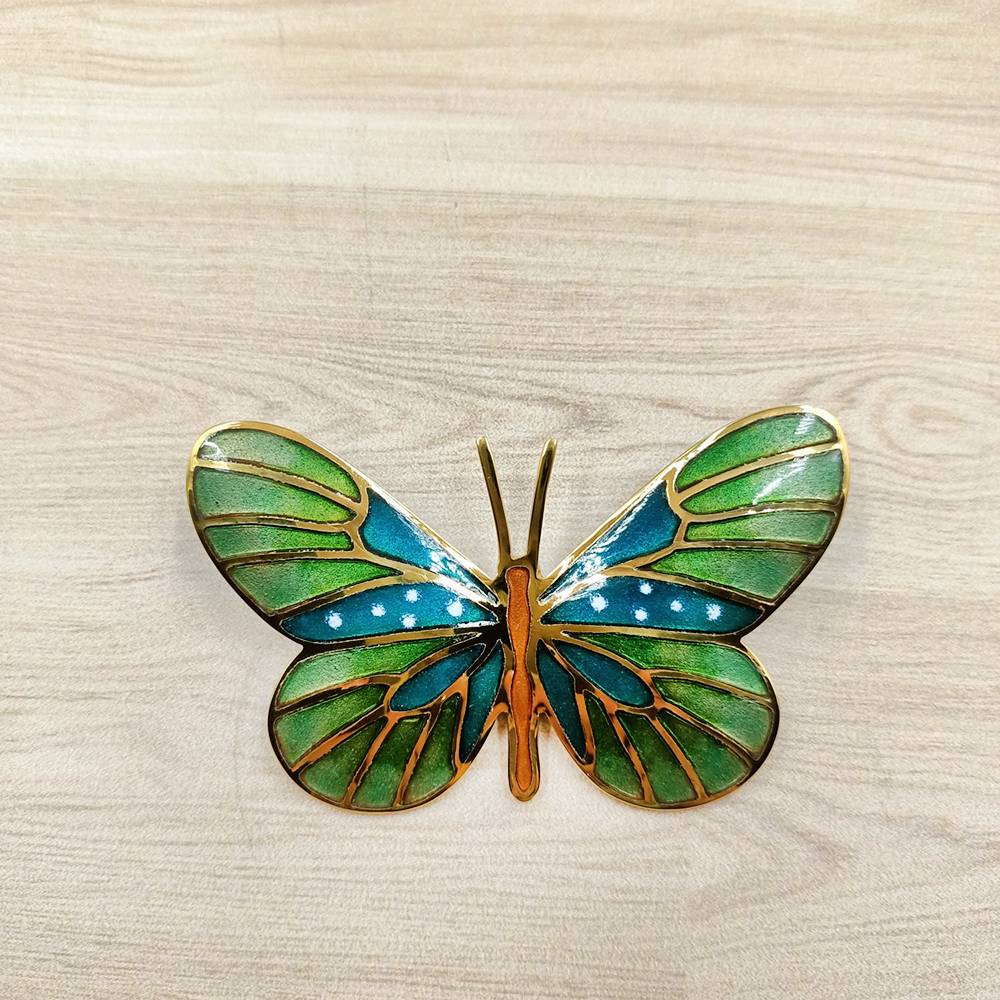 Prendedor broche mariposa rayas grande