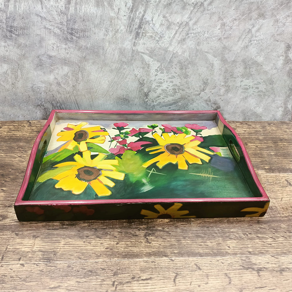 Tray painted yellow flowers