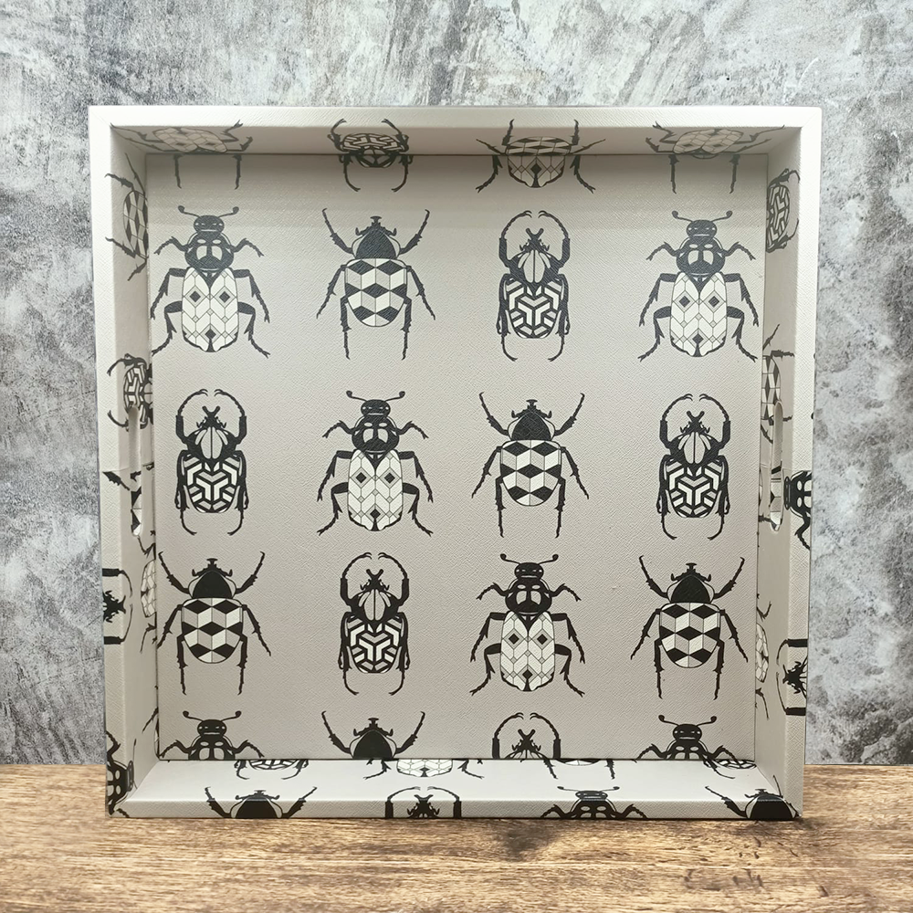 Square tray with beetle design