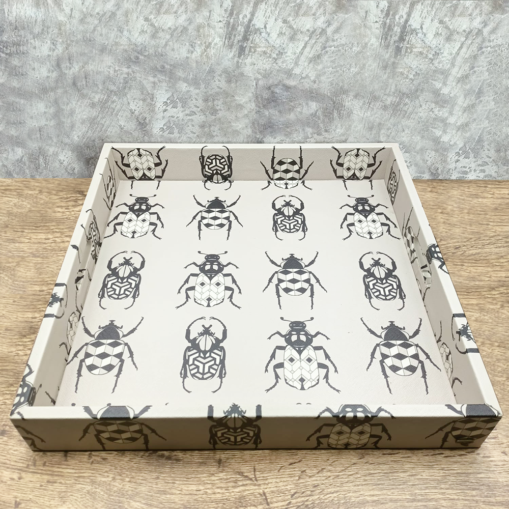 Square tray with beetle design