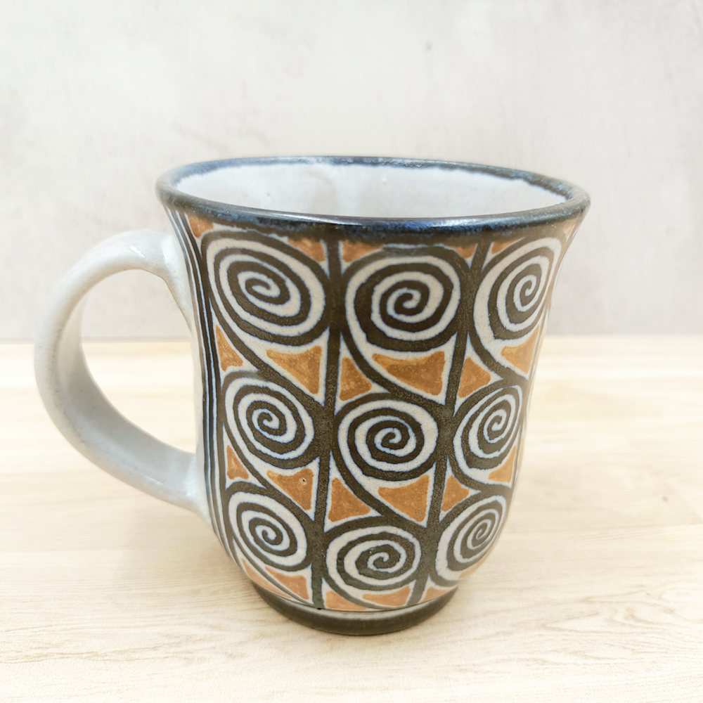 Mug with blue spirals