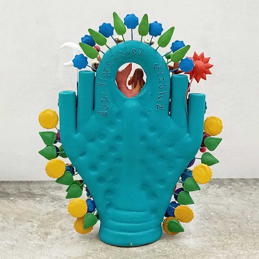 Árbol de la vida aqua con artesanías mexicanas