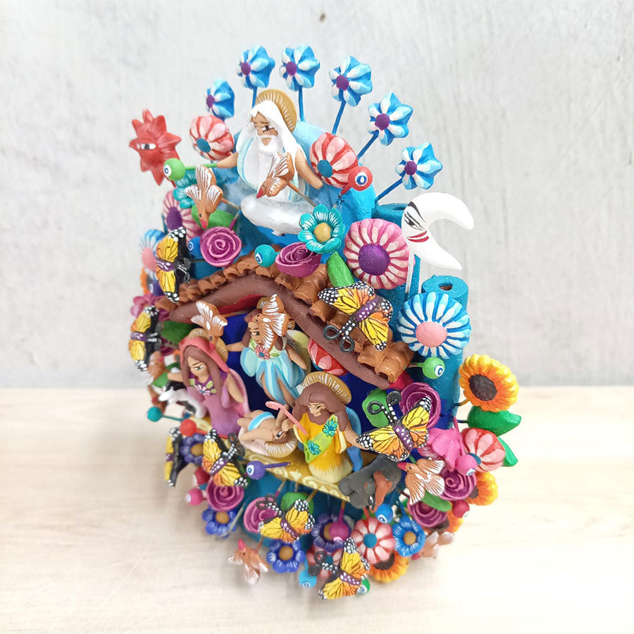 Blue tree of life with Christmas nativity scene