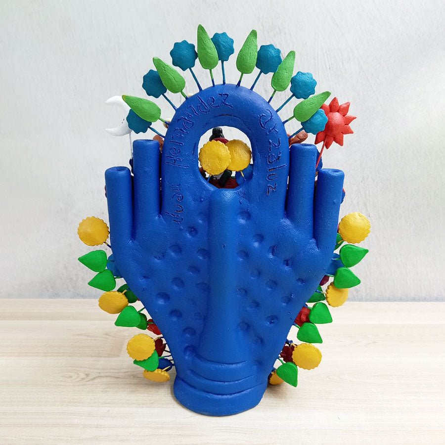 Navy blue tree of life with traditional costumes