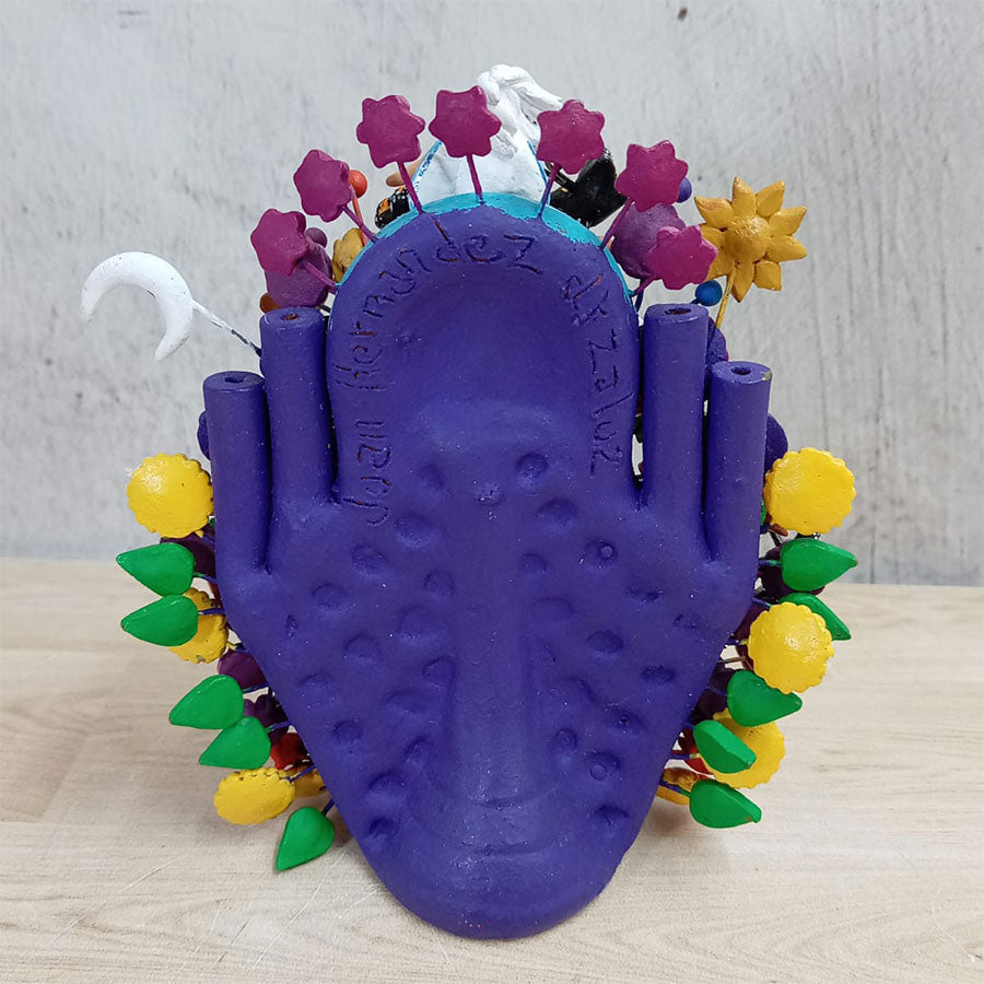 Navy blue tree of life with Virgin of Guadalupe