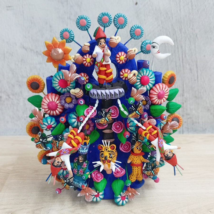 Blue tree of life with Papantla flyers