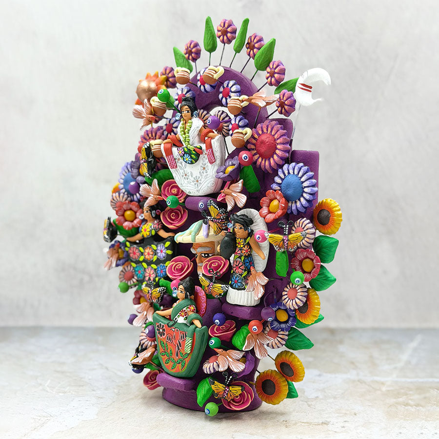 Purple tree of life with traditional costumes