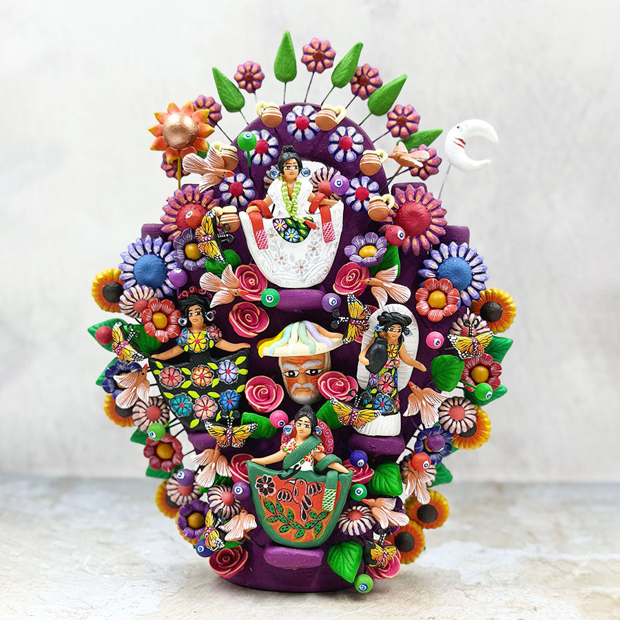 Purple tree of life with traditional costumes