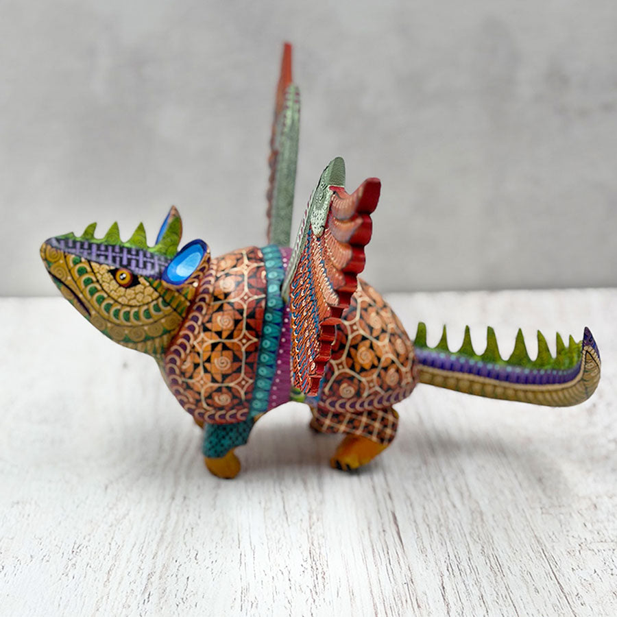 Alebrije armadillo fusion with iguana and brown eagle