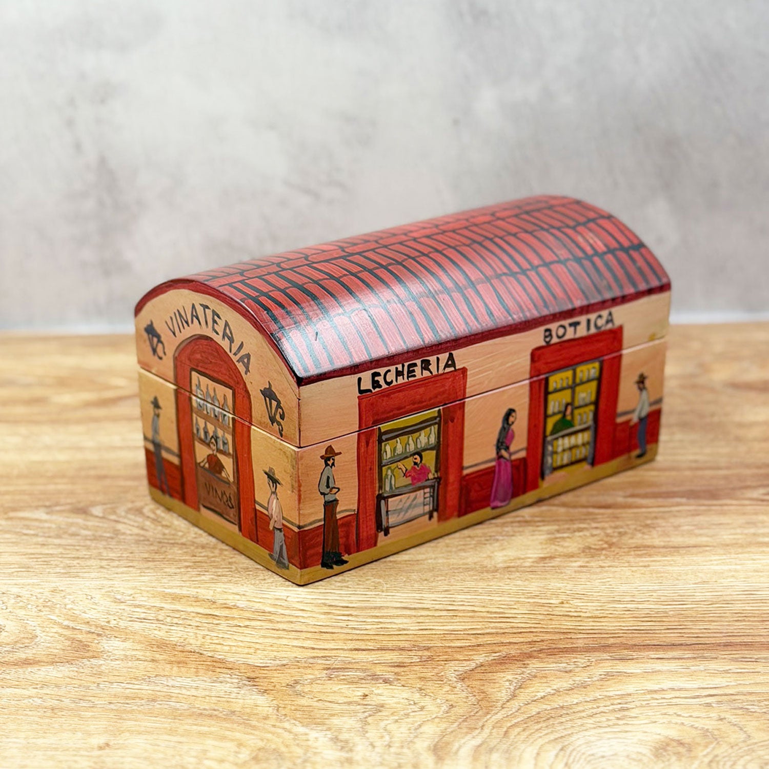 Large chest decorated with a little house design