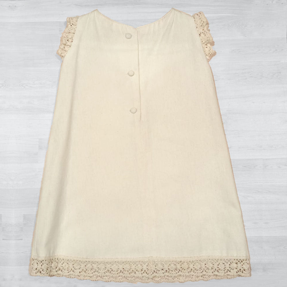 Beige dress with floral motifs for little girl