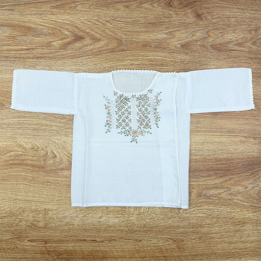 Girl's white rococo embroidered blouse