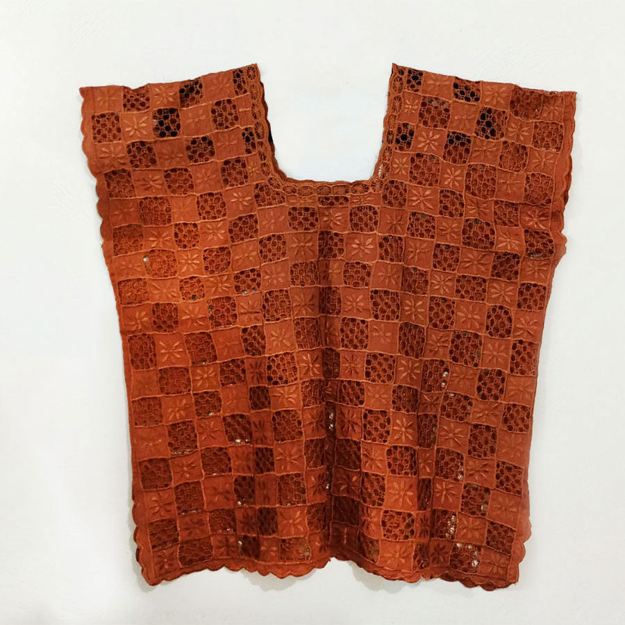 Terracotta checkerboard blouse
