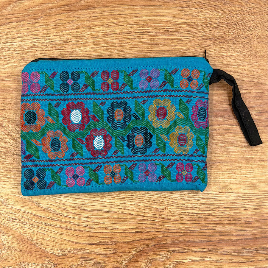 Bag with colorful embroidered flowers