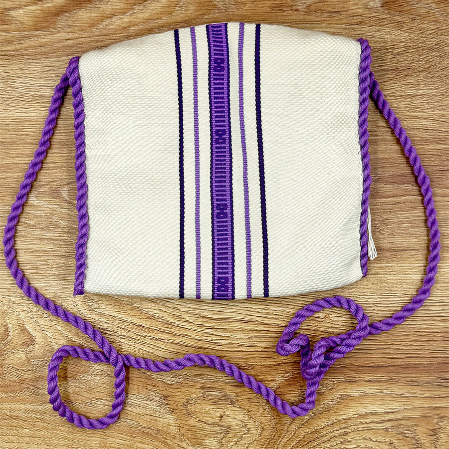Beige bag with purple