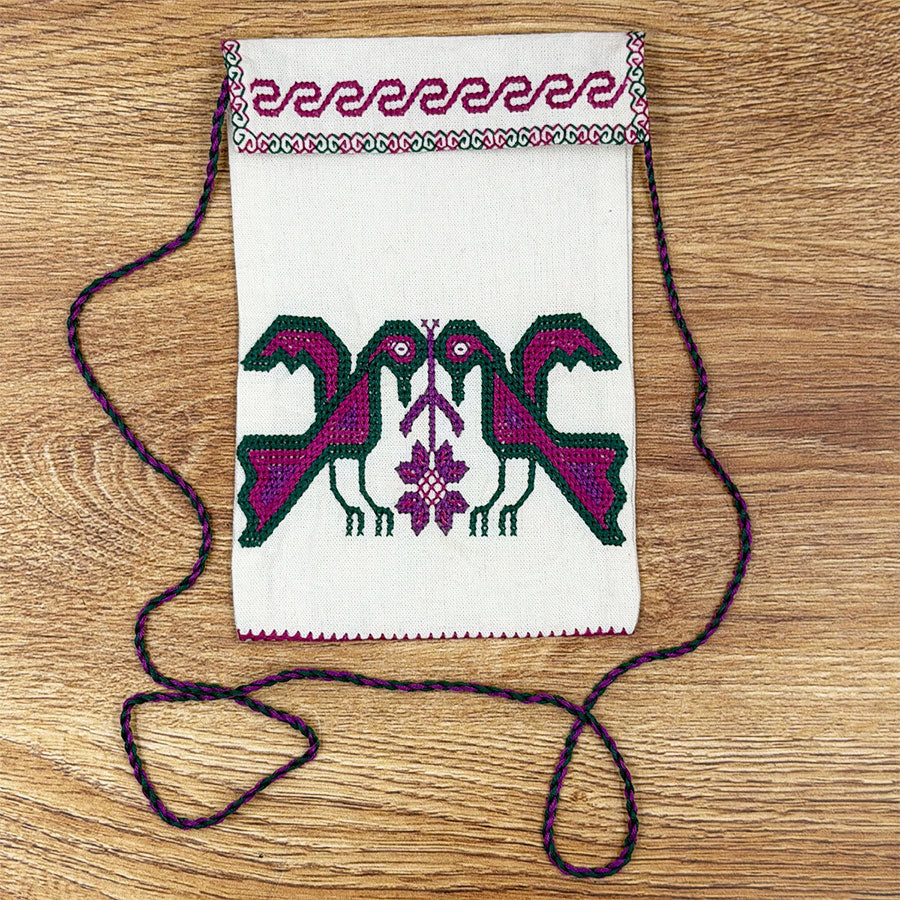 Small bag with embroidered birds