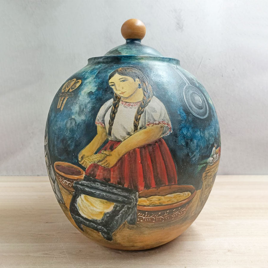 Bombonera larga con cocina mexicana azul chica