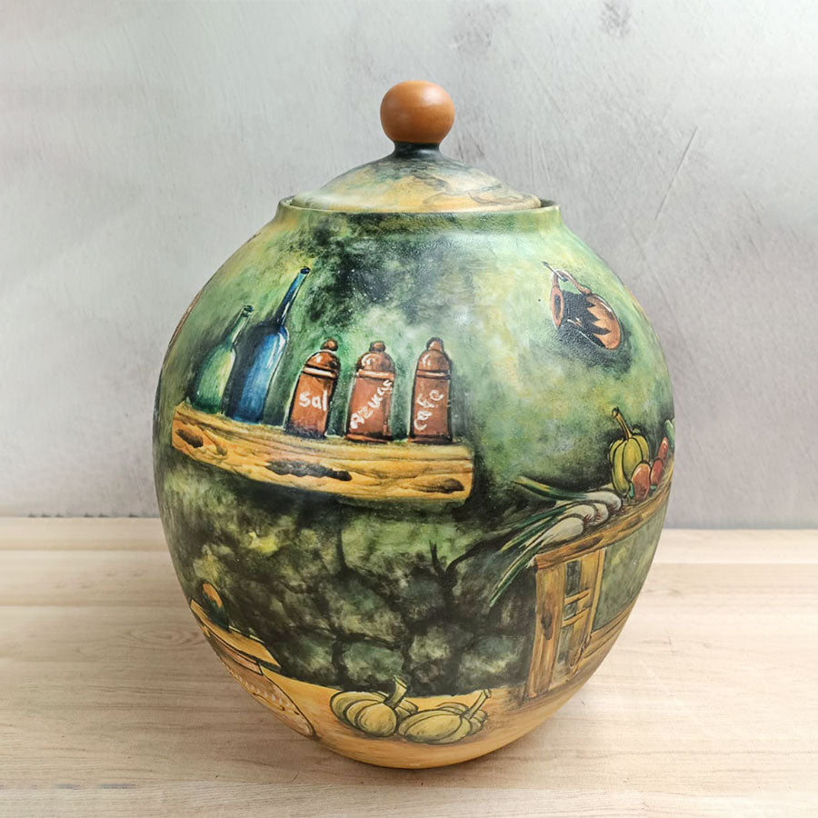 Bombonera larga con cocina mexicana verde oscuro chica