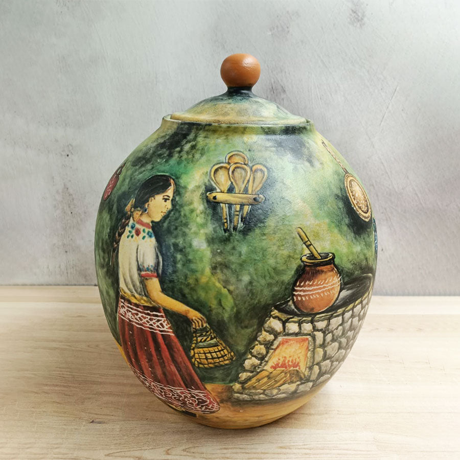 Bombonera larga con cocina mexicana verde oscuro chica