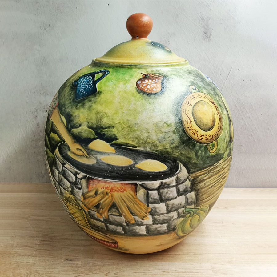 Bombonera larga con cocina mexicana verde mediana