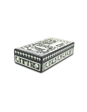 Caja para té diseño día de muertos en blanco y negro