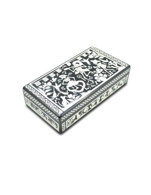 Caja para té diseño fiesta de calaveritas en blanco y negro