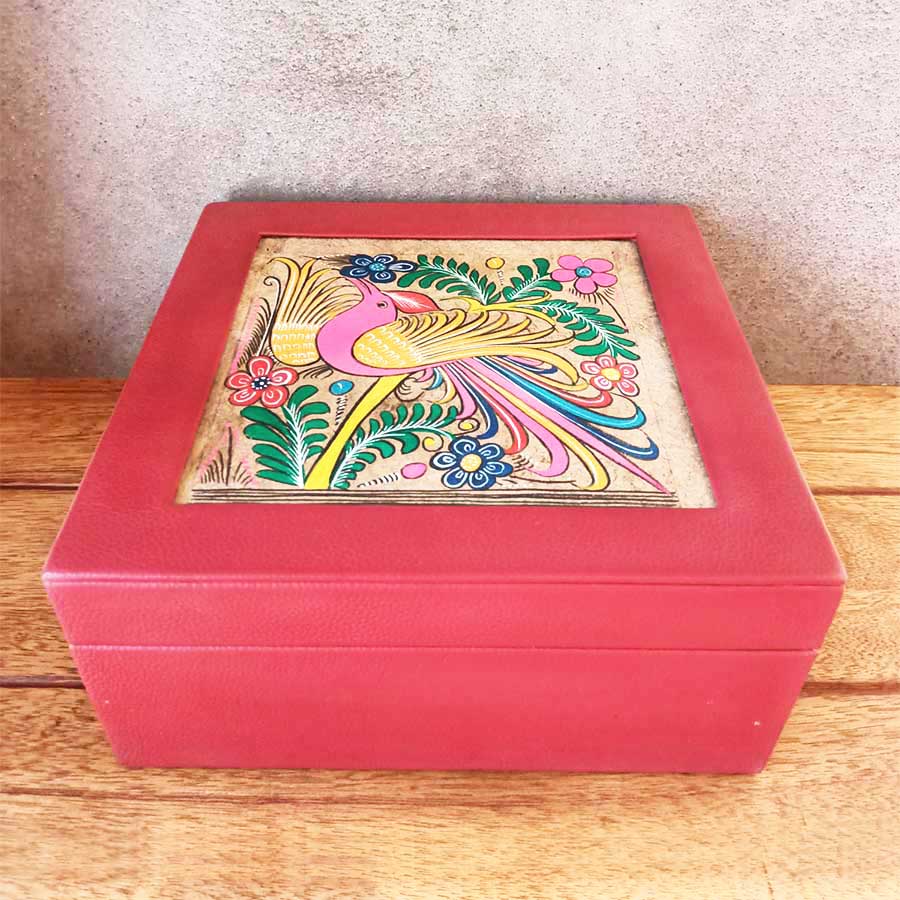 Caja para té roja amate