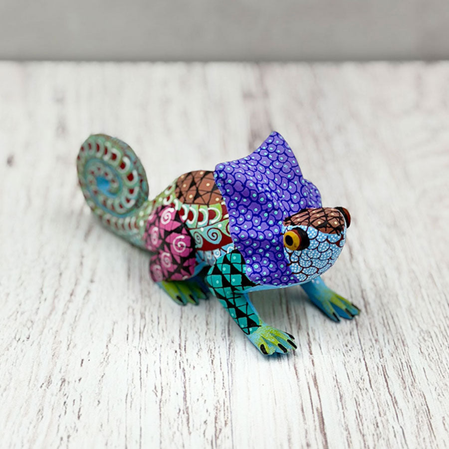 Green and purple alebrije chameleon
