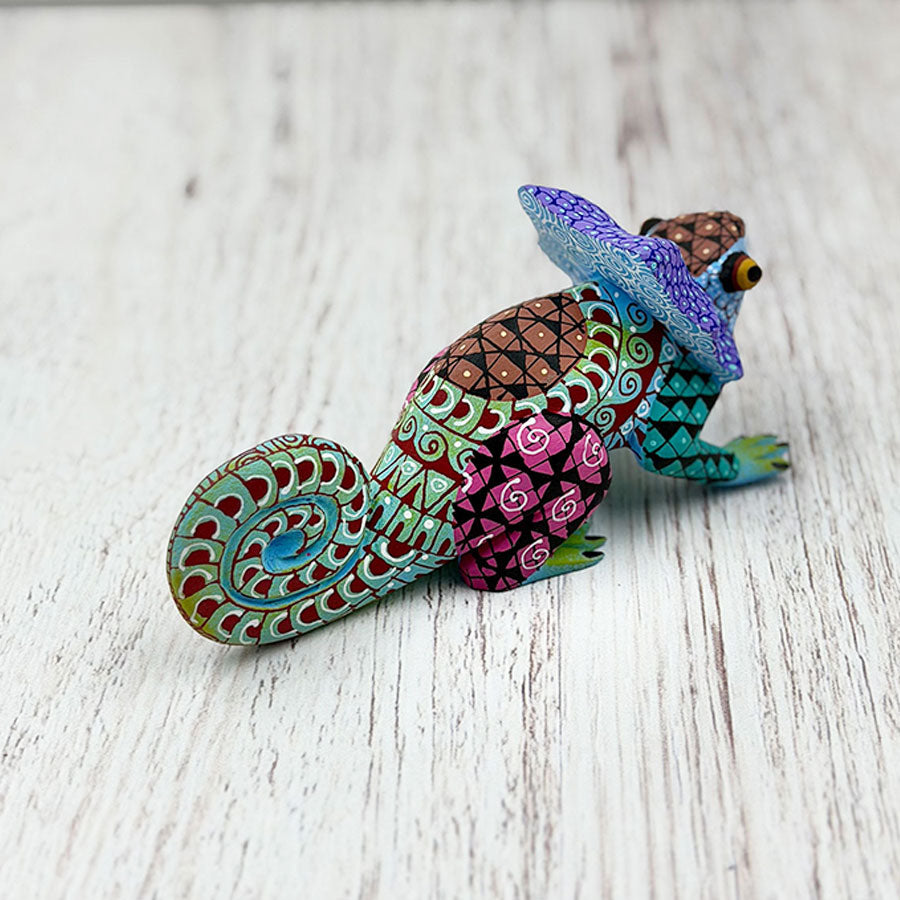 Green and purple alebrije chameleon
