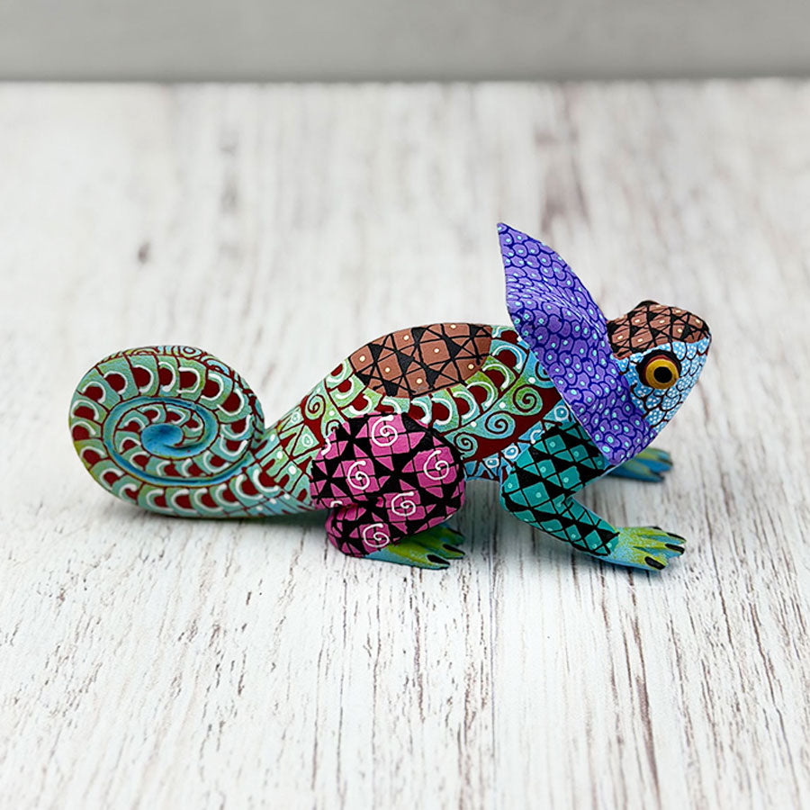 Green and purple alebrije chameleon