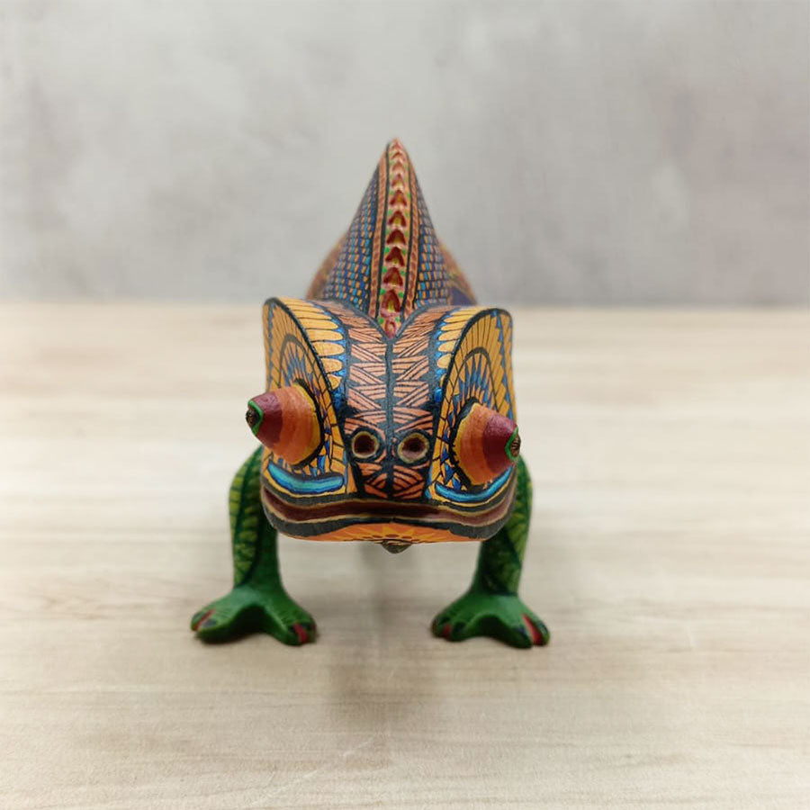 Green and brown alebrije chameleon