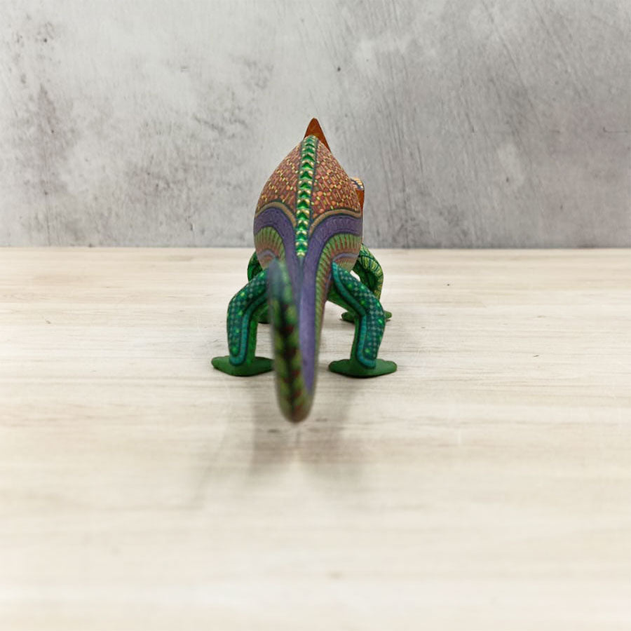 Green and brown alebrije chameleon