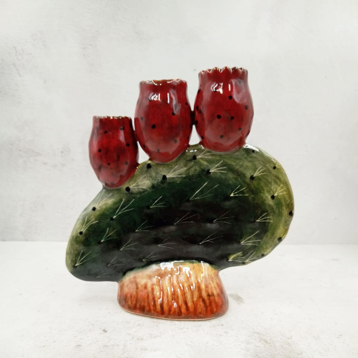 Prickly pear pad candlestick