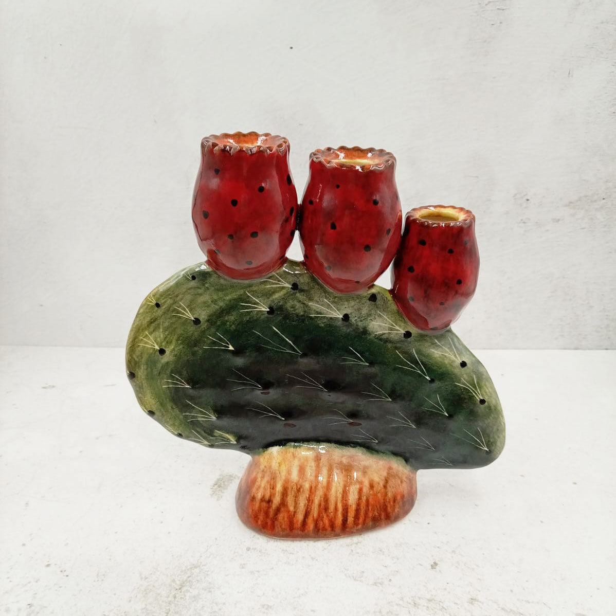 Prickly pear pad candlestick