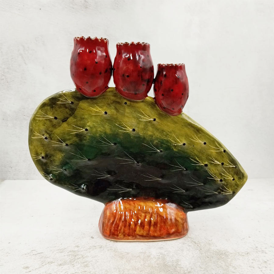 Prickly pear pad candlestick