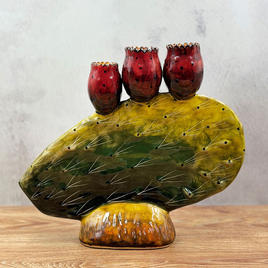 Prickly pear pad candlestick