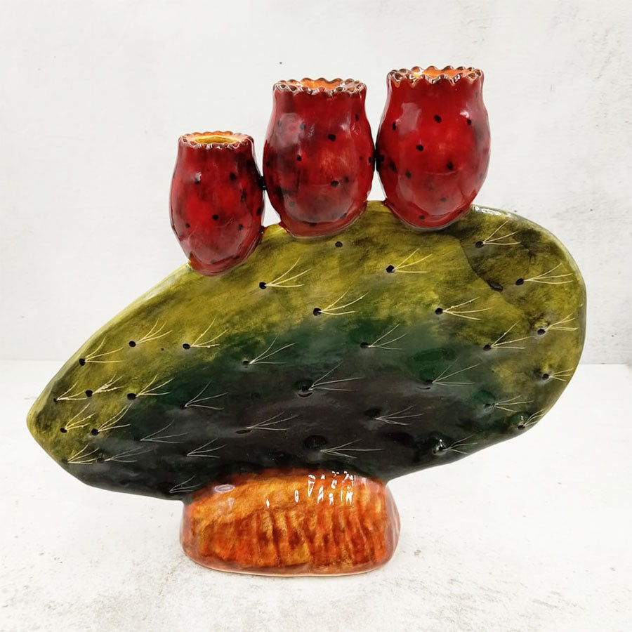 Prickly pear pad candlestick