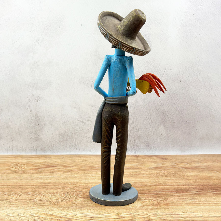 Blue and gold cockfighting catrín