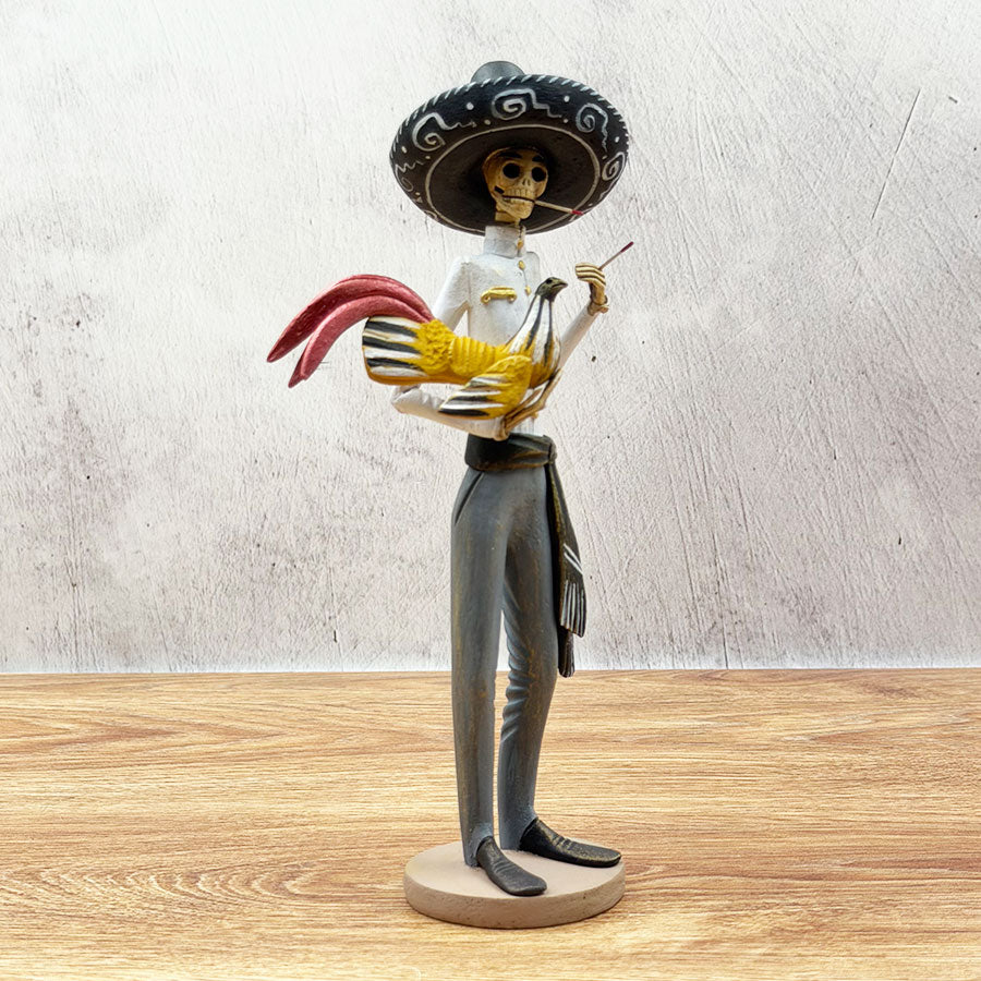 White and gray cockfighting catrín made of clay in Michoacán – Tikal ...