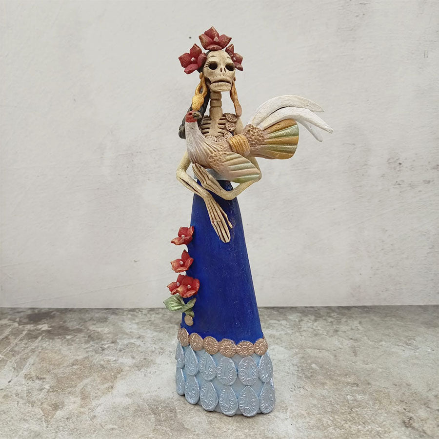 Catrina vestido azul marino con gallito