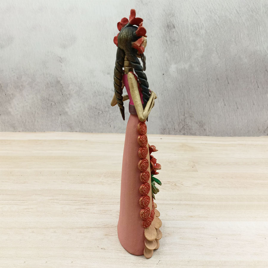 Catrina with a red flower headdress