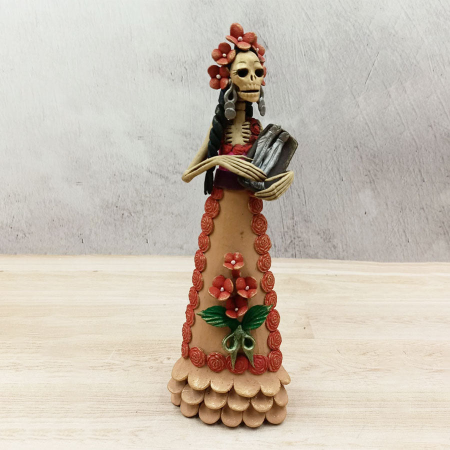 Catrina with a red flower headdress