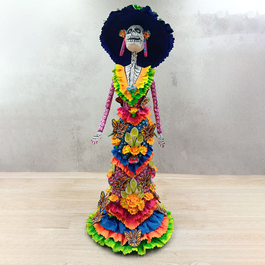 Catrina with colorful butterflies
