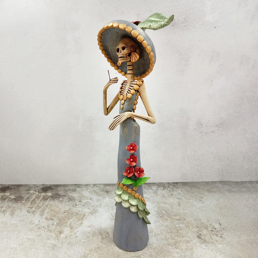 Catrina vestido y sombrero gris