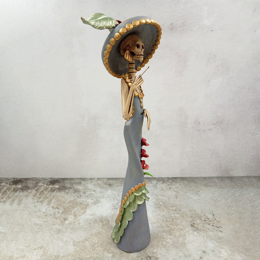 Catrina vestido y sombrero gris